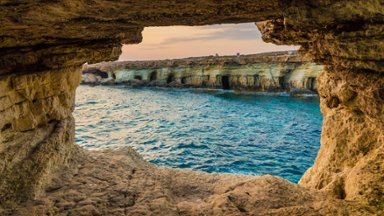 Sea Caves at Cape Greco, Cyprus - desktop wallpaper