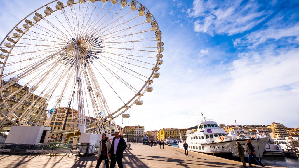 Ferris Wheel at Old Port, Marseille, France - desktop wallpaper