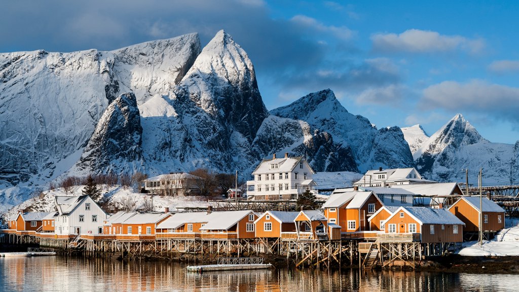 Sakrisoya Village on the Lofoten Islands, Norway - desktop wallpaper
