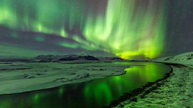 Northern Lights, Jokulsarlon, Iceland - desktop wallpaper