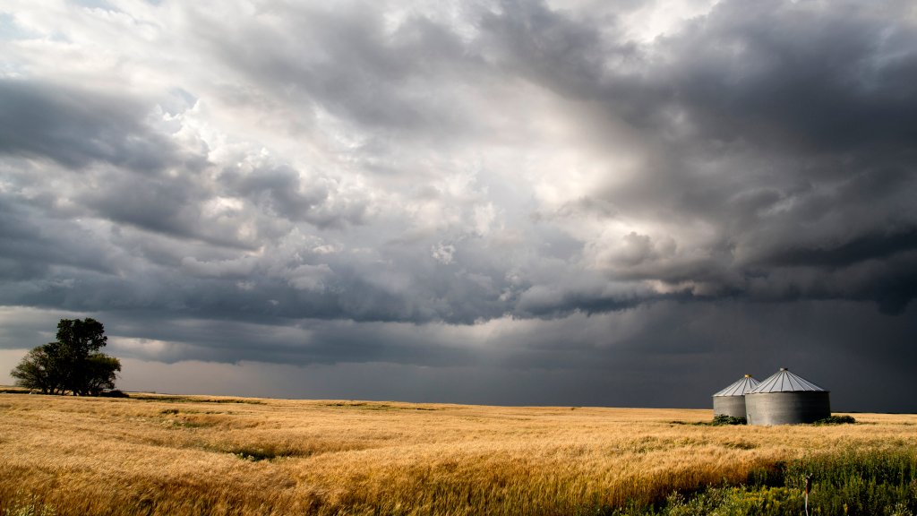 Storm Clouds Over a Prairie, Saskatchewan, Canada - desktop wallpaper