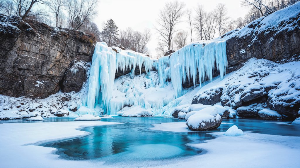 Icy Pool, Buchau, Austria - desktop wallpaper