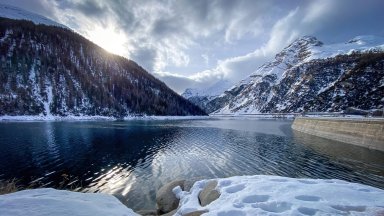 Lake Livigno, Punt dal Gall Dam, Switzerland - desktop wallpaper