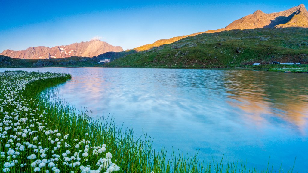 Monte Gavia Mirrored in Lago Bianco, Italy - desktop wallpaper