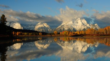 Snake River at Sunrise, Oxbow Bend, Grand Teton National Park, Wyoming - desktop wallpaper