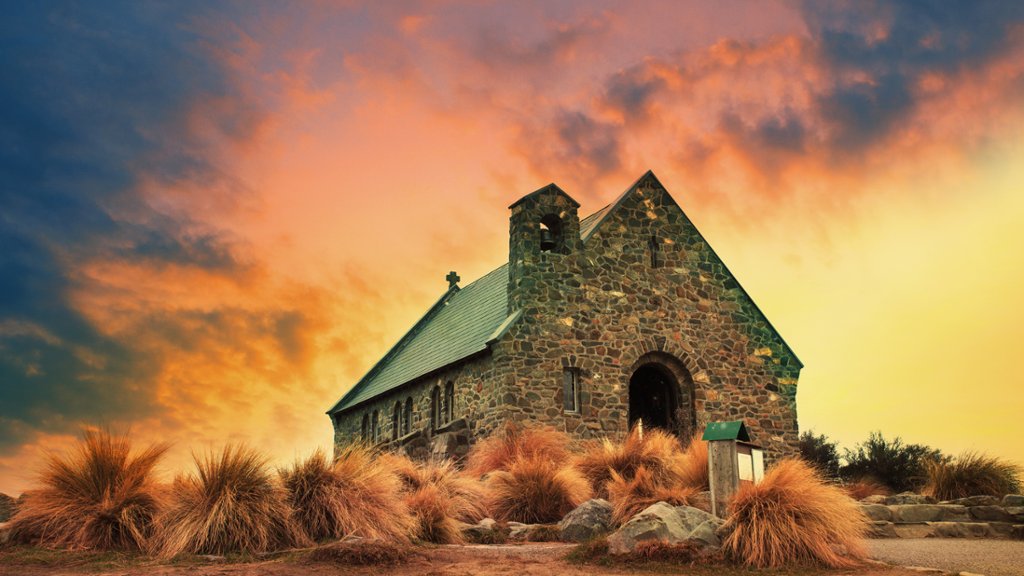 Church of the Good Shepherd, Lake Tekapo, New Zealand - desktop wallpaper