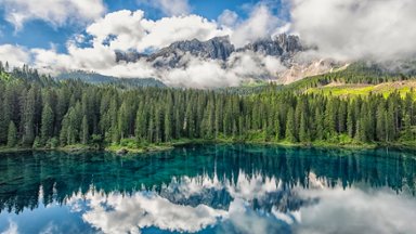 Carezza Lake in South Tyrol, Italy - desktop wallpaper