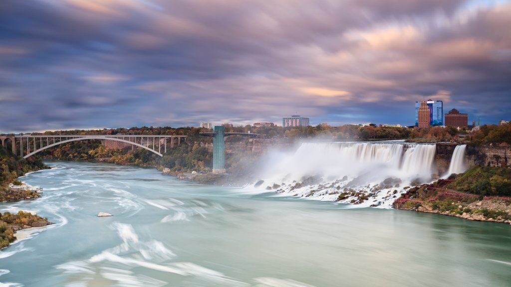 Rainbow Bridge Crossing the Niagara River, Niagara Falls, NY - desktop wallpaper