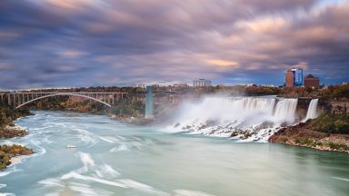 Rainbow Bridge Crossing the Niagara River, Niagara Falls, NY - desktop wallpaper