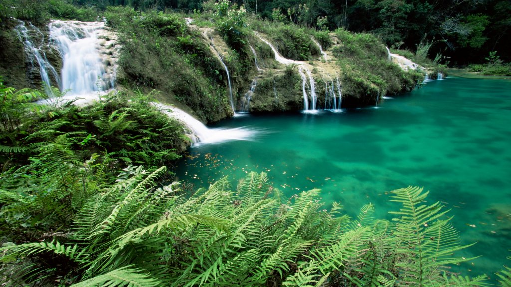 Limestone Waterfall, Semuc Champey, Guatemala - desktop wallpaper