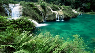 Limestone Waterfall, Semuc Champey, Guatemala - desktop wallpaper