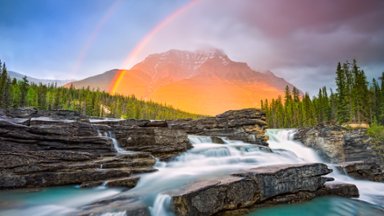 Double Rainbow, Jasper National Park, Canada - desktop wallpaper
