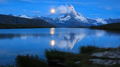 Matterhorn by Moonlight, Zermatt, Switzerland - desktop wallpaper
