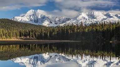 Kenai Mountains Reflecting in Bear Lake, Alaska - desktop wallpaper