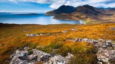 Loch Scavaig, Cuillin Hills and the Isle of Soay, Scotland - desktop wallpaper