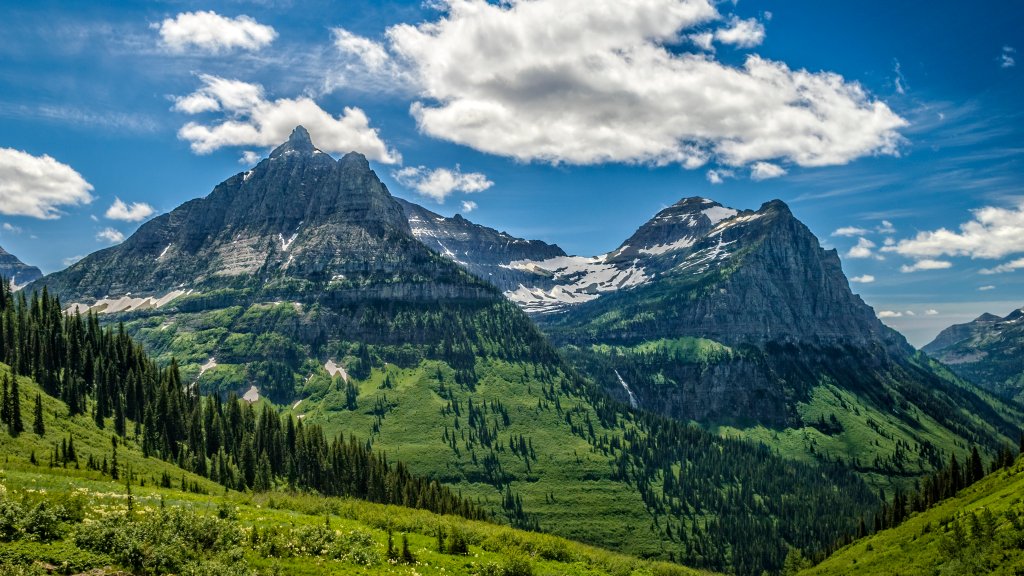 Mt. Oberlin and Cannon Mountain, Glacier National Park, Montana - desktop wallpaper