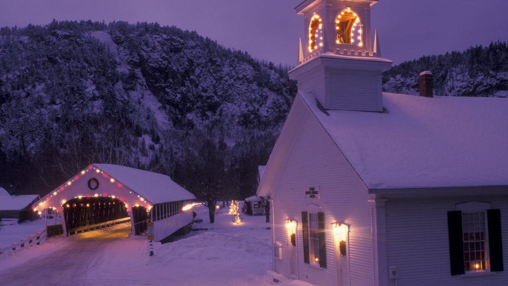 Church and Covered Bridge, New Hampshire - desktop wallpaper