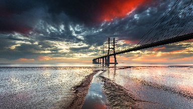 Vasco da Gama Bridge, Lisbon, Portugal - desktop wallpaper