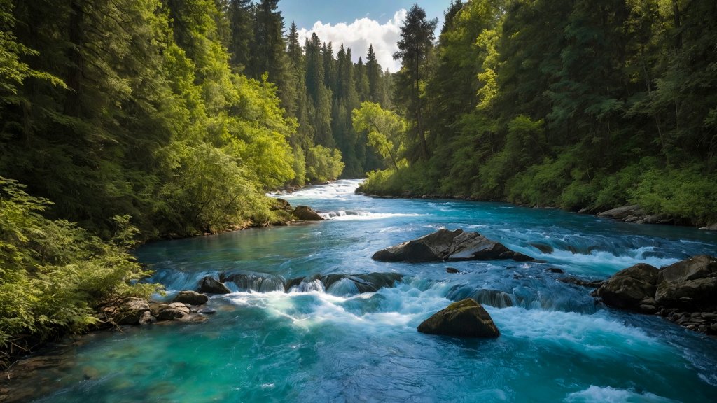 Blue Whitewater, Unterwossen, Germany - desktop wallpaper