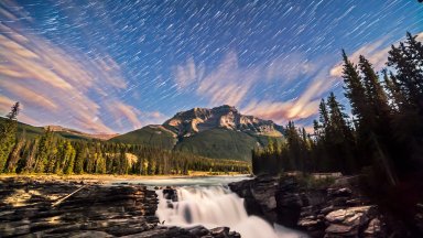 Mount Kerkeslin, Athabasca Falls, Jasper NP, Canada - desktop wallpaper
