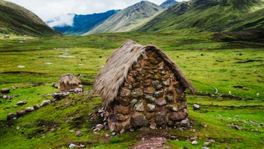 Stone Hut in Chaullacocha Village, Andes Mountains, Peru - desktop wallpaper