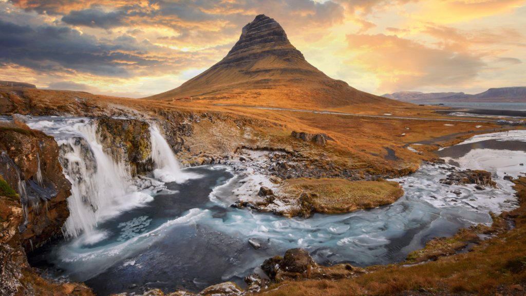 Kirkjufellsfoss Waterfall, Iceland - desktop wallpaper
