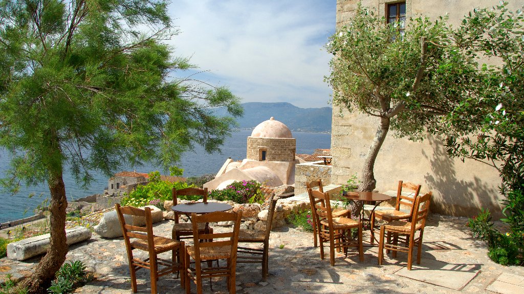Open Air Cafe, Monemvasia, Greece - desktop wallpaper