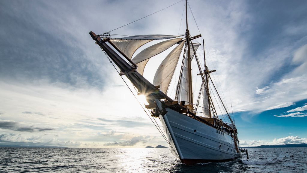 Wide Angle of a Sailboat, West Papua, Indonesia - desktop wallpaper