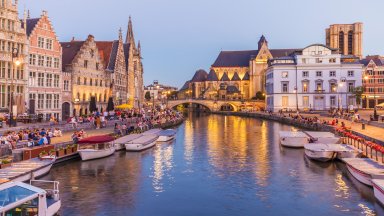 Korenlei and Graslei, River Leie, Ghent, Belgium - desktop wallpaper
