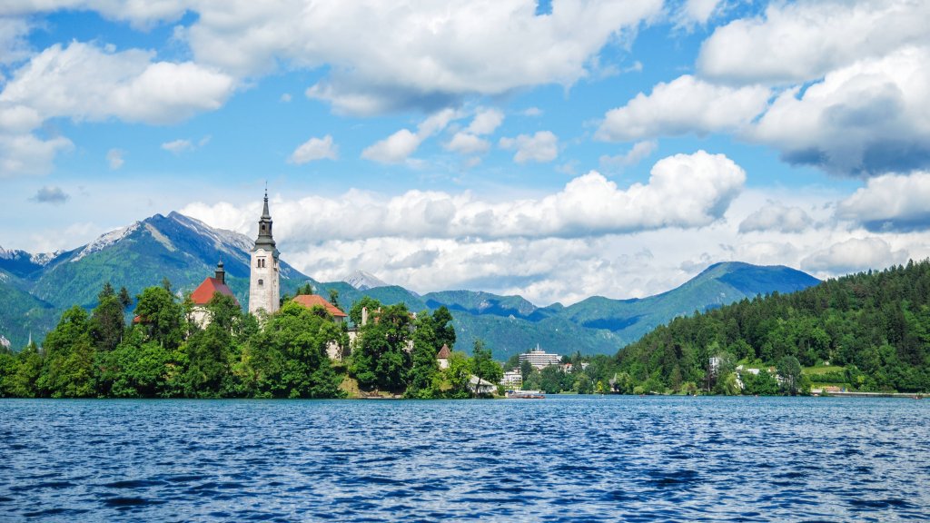 St. Marys Church, Lake Bled Island, Slovenia - desktop wallpaper