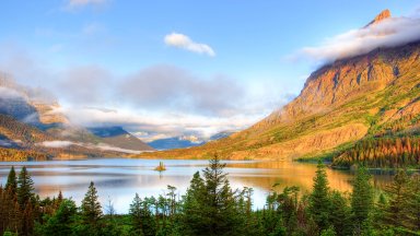 St Mary Lake and Wild Goose Island, Glacier NP, MT - desktop wallpaper