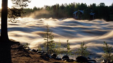 A Flowing River, Vasterbotten, Sweden - desktop wallpaper