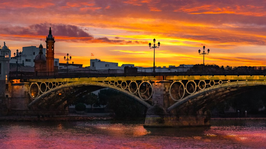 Triana Bridge and Guadalquivir River, Sevilla, Spain - desktop wallpaper