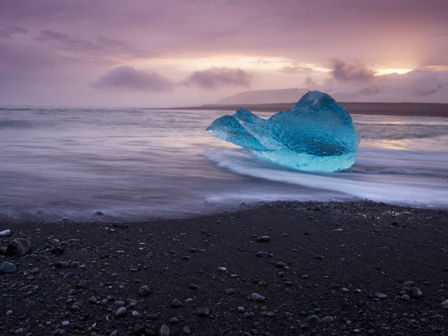 Blue Ice, Breidamerkursandur Black Sands, Iceland