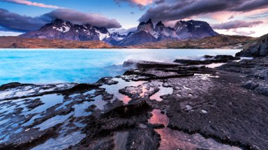 Lake Pehoe at Sunrise, Torres del Paine N.P., Chile - desktop wallpaper