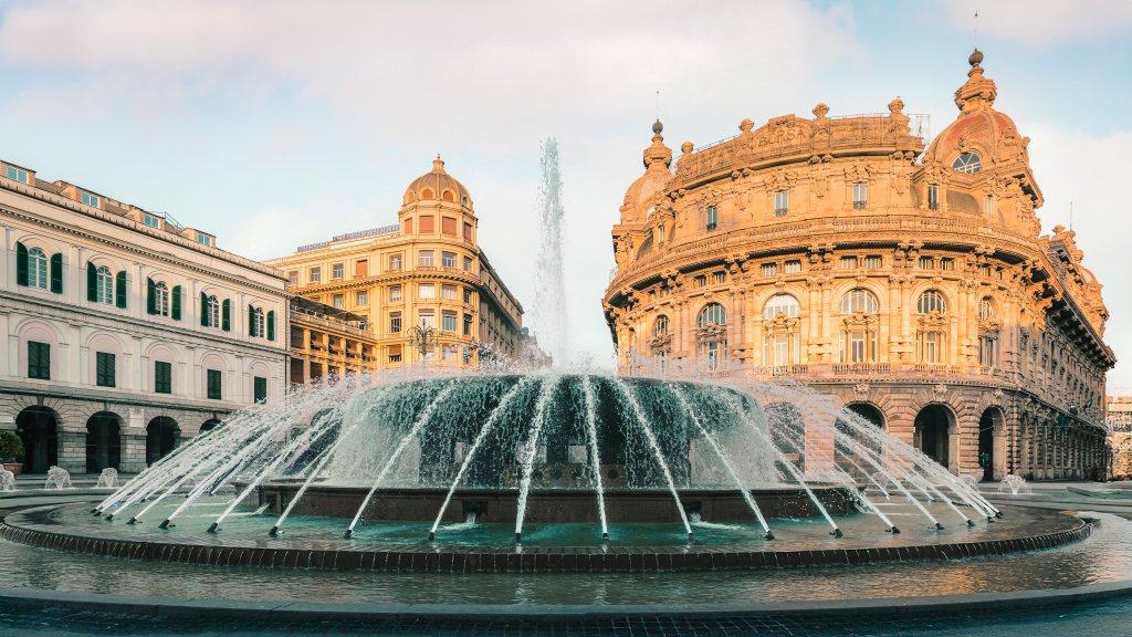 Piazza de Ferrari, Genoa, Italy - desktop wallpaper